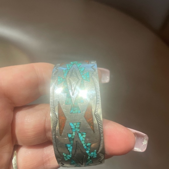 Sterling Silver with Garnet and Turquoise - Picture 3 of 6